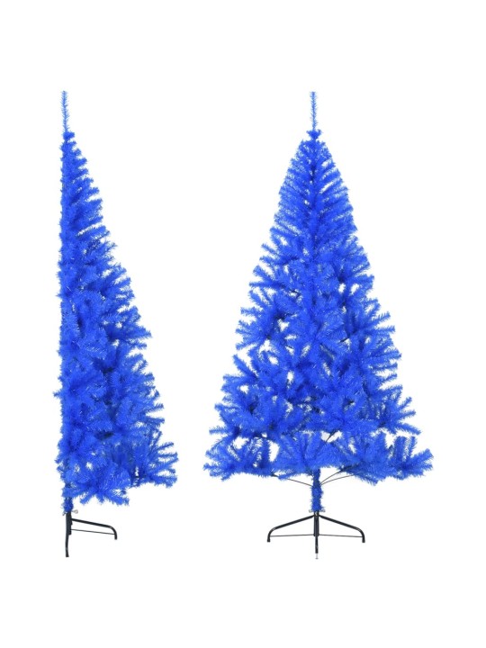Umělý poloviční vánoční stromek se stojanem modrý 180 cm PVC