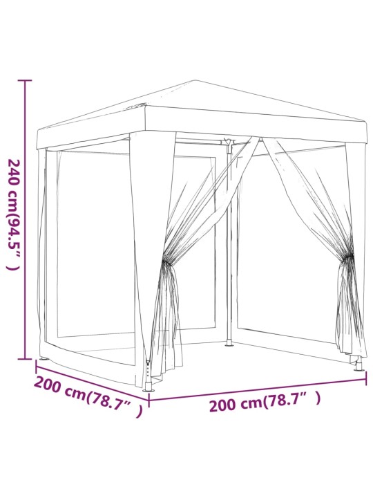 Party stan se 4 síťovanými bočnicemi antracitový 2 x 2 m HDPE