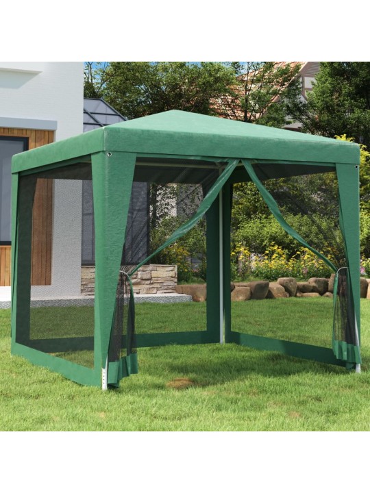 Party stan se 4 síťovanými bočnicemi zelený 2,5 x 2,5 m HDPE