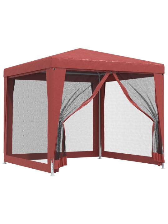 Party stan se 4 síťovanými bočnicemi červený 2,5 x 2,5 m HDPE