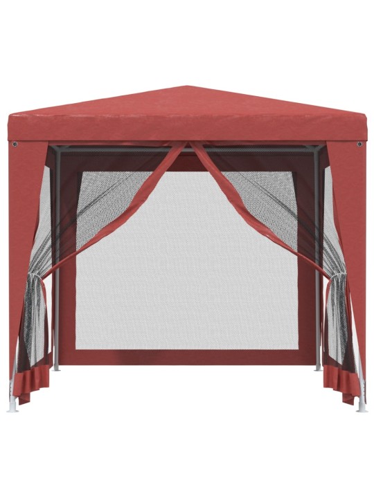 Party stan se 4 síťovanými bočnicemi červený 2,5 x 2,5 m HDPE