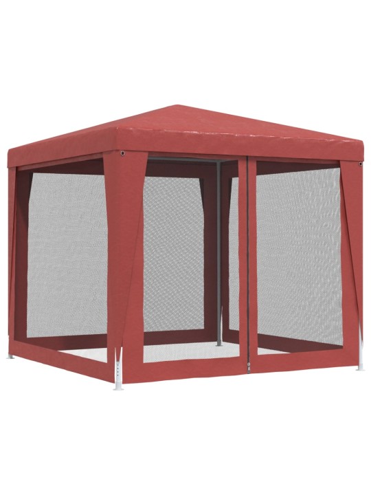 Party stan se 4 síťovanými bočnicemi červený 2,5 x 2,5 m HDPE