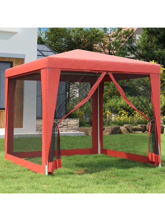 Party stan se 4 síťovanými bočnicemi červený 2,5 x 2,5 m HDPE