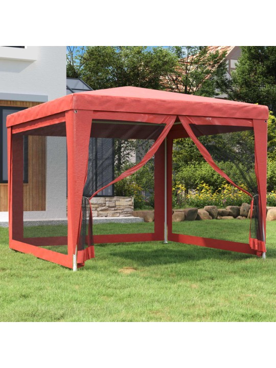 Party stan se 4 síťovanými bočnicemi červený 3 x 3 m HDPE