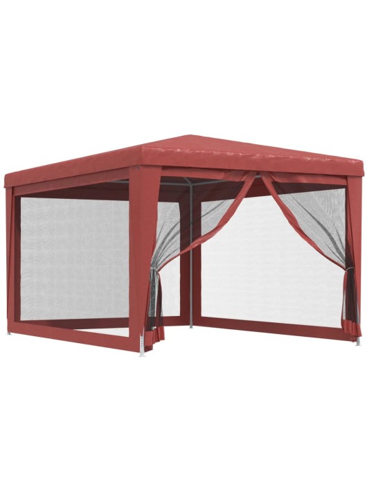 Party stan se 4 síťovanými bočnicemi červený 3 x 4 m HDPE