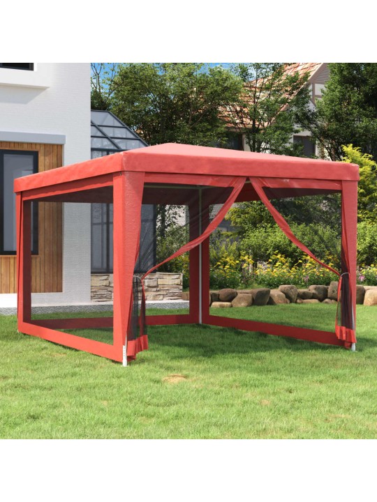 Party stan se 4 síťovanými bočnicemi červený 3 x 4 m HDPE