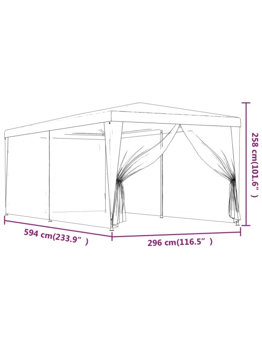 Party stan se 6 síťovanými bočnicemi modrý 3 x 6 m HDPE