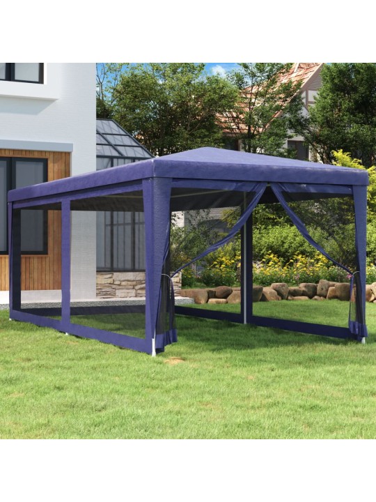 Party stan se 6 síťovanými bočnicemi modrý 3 x 6 m HDPE