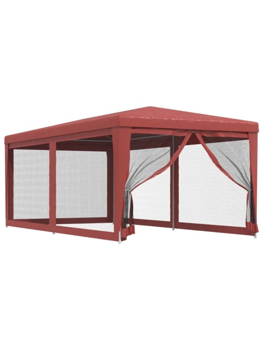 Party stan se 6 síťovanými bočnicemi červený 3 x 6 m HDPE