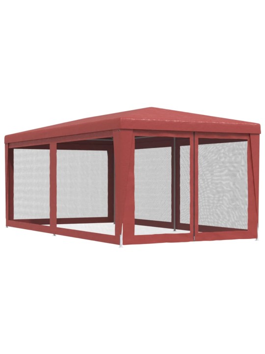 Party stan se 6 síťovanými bočnicemi červený 3 x 6 m HDPE