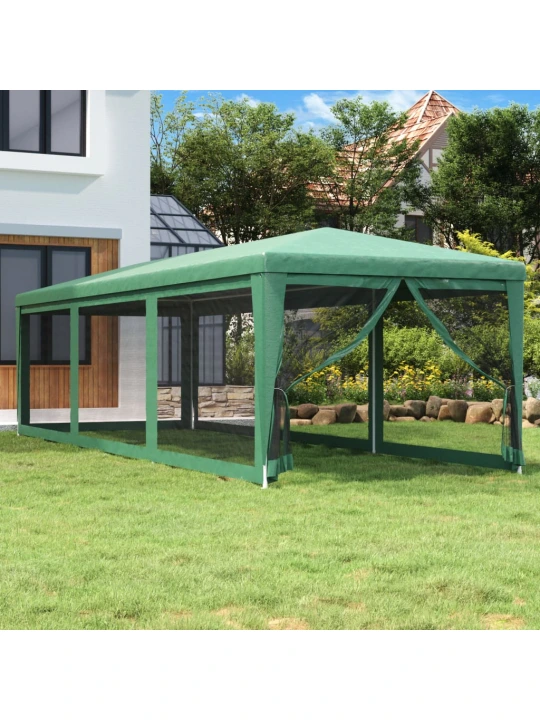 Party stan s 8 síťovanými bočnicemi zelený 3 x 9 m HDPE
