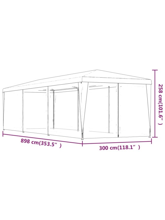 Party stan s 8 síťovanými bočnicemi antracitový 3 x 9 m HDPE
