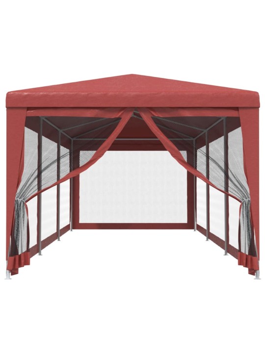 Party stan s 8 síťovanými bočnicemi červený 3 x 9 m HDPE