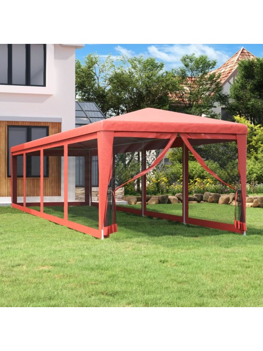 Party stan s 10 síťovanými bočnicemi červený 3 x 12 m hdpe