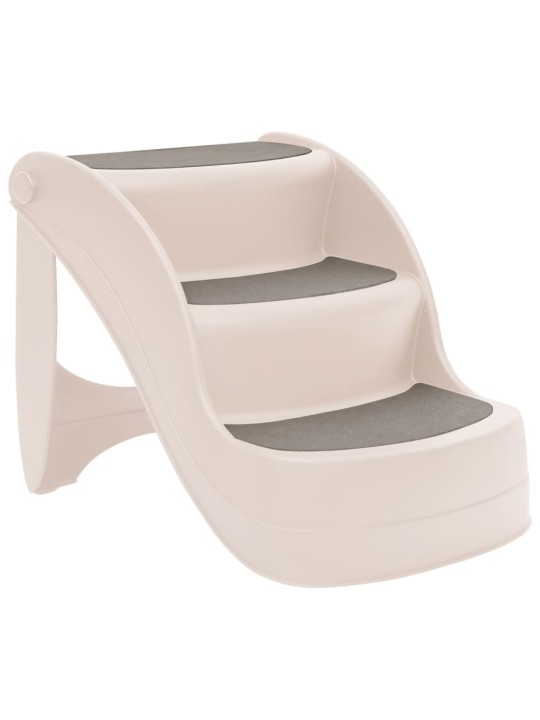 Skládací 3stupňové schůdky pro psy krémové 50x38x38 cm plast