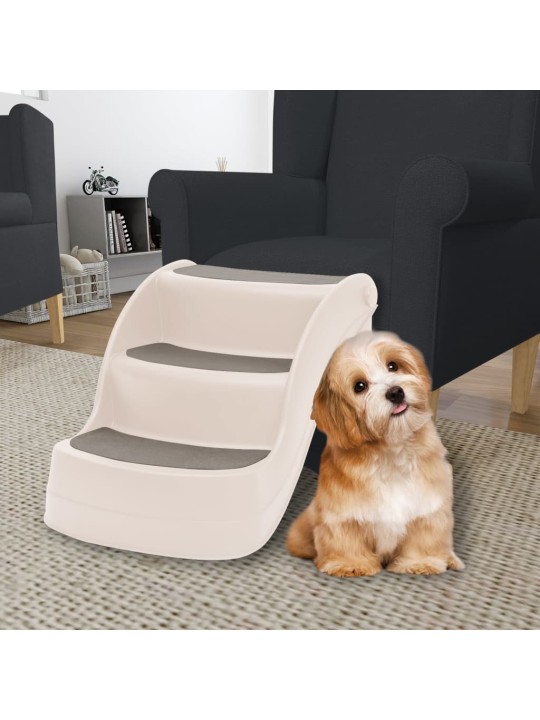 Skládací 3stupňové schůdky pro psy krémové 50x38x38 cm plast