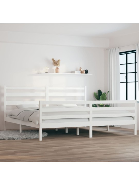 Rám postele masivní borovice 200 x 200 cm bílý