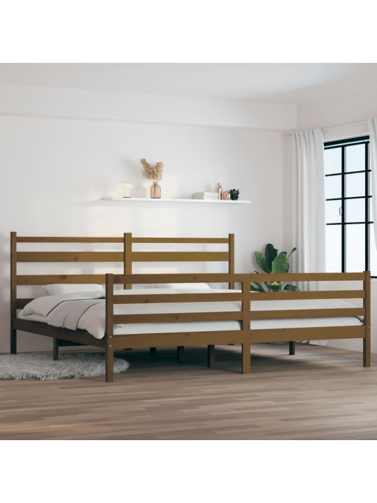 Rám postele masivní borovice 200 x 200 cm medově hnědý