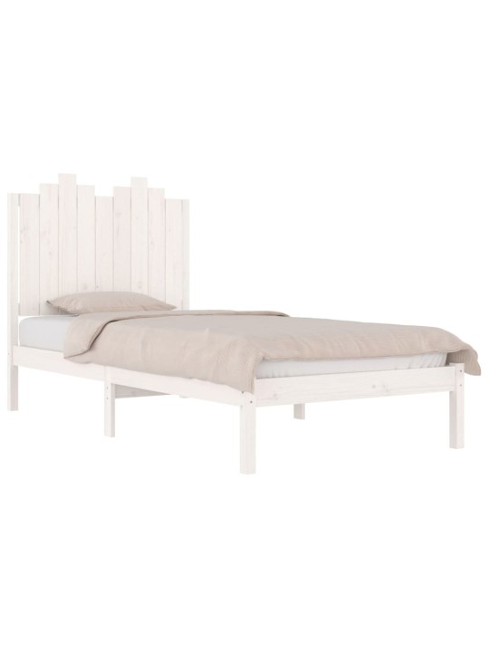 Rám postele bílý masivní borovice 75 x 190 cm malé jednolůžko