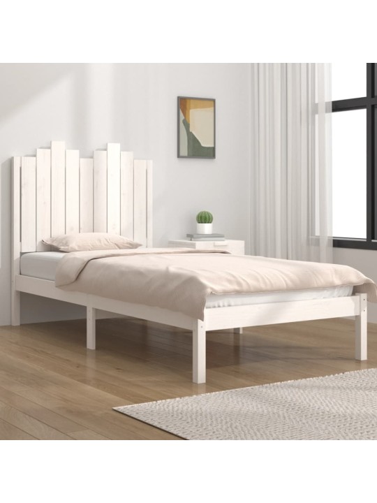 Rám postele bílý masivní borovice 75 x 190 cm malé jednolůžko
