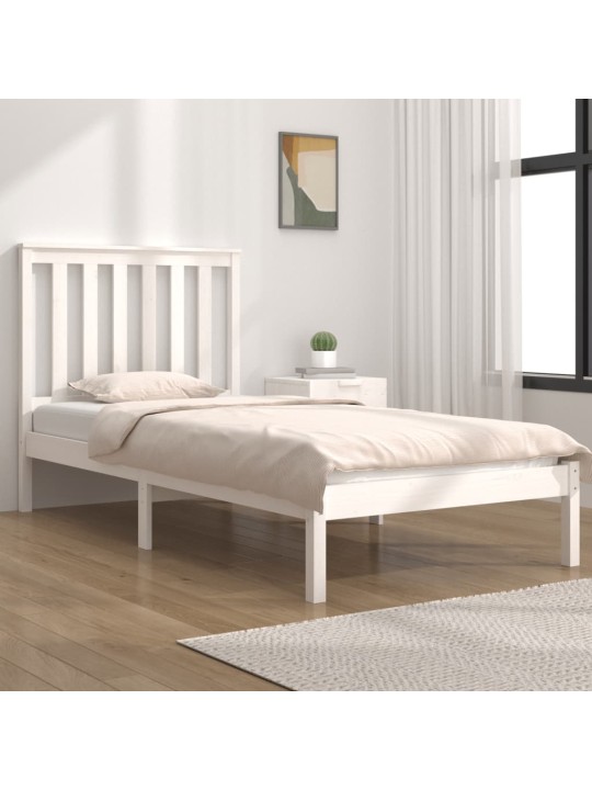 Rám postele bílý masivní borovice 75 x 190 cm malé jednolůžko