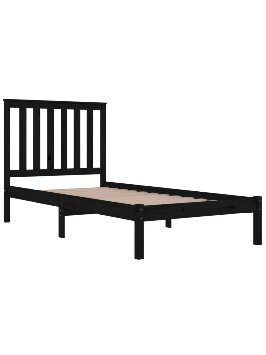 Rám postele černý masivní borovice 75 x 190 cm malé jednolůžko