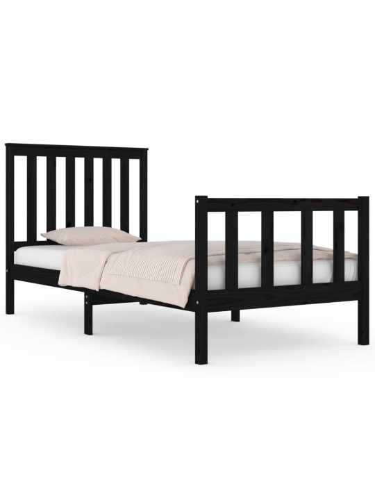Rám postele černý masivní borovice 75 x 190 cm malé jednolůžko