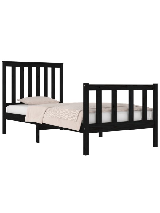 Rám postele černý masivní borovice 75 x 190 cm malé jednolůžko