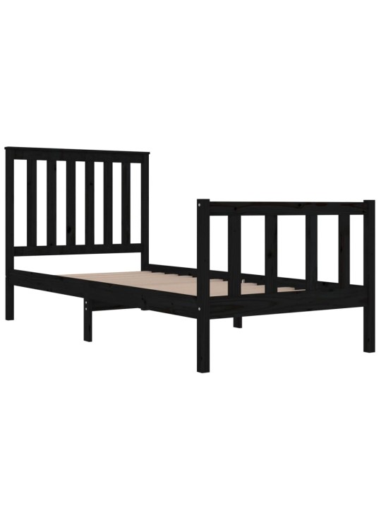 Rám postele černý masivní borovice 75 x 190 cm malé jednolůžko