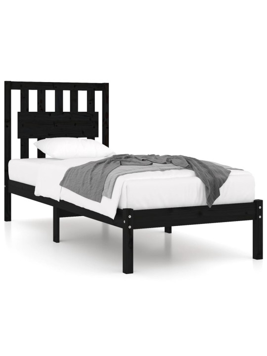 Rám postele černý masivní borovice 75 x 190 cm malé jednolůžko