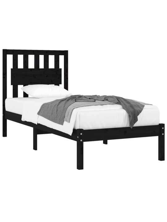 Rám postele černý masivní borovice 75 x 190 cm malé jednolůžko