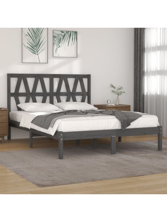 Rám postele šedý masivní borovice 200 x 200 cm
