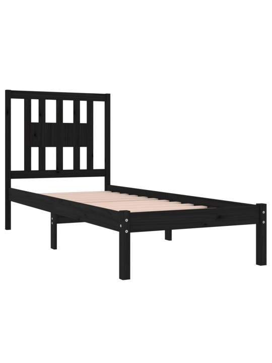 Rám postele černý masivní dřevo 75 x 190 cm malé jednolůžko
