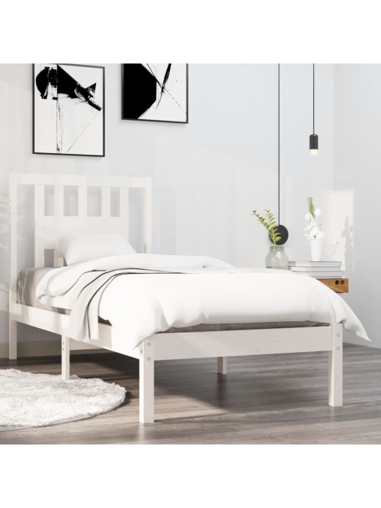 Rám postele bílý masivní dřevo 90 x 190 cm jednolůžko