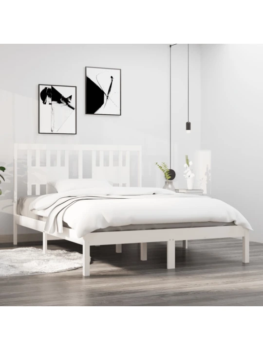 Rám postele bílý masivní dřevo 135 x 190 cm dvojlůžko