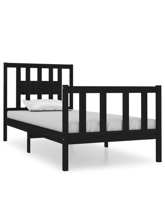 Rám postele černý masivní dřevo 75 x 190 cm malé jednolůžko