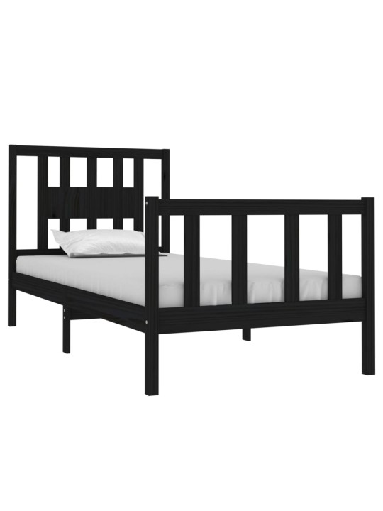 Rám postele černý masivní dřevo 75 x 190 cm malé jednolůžko