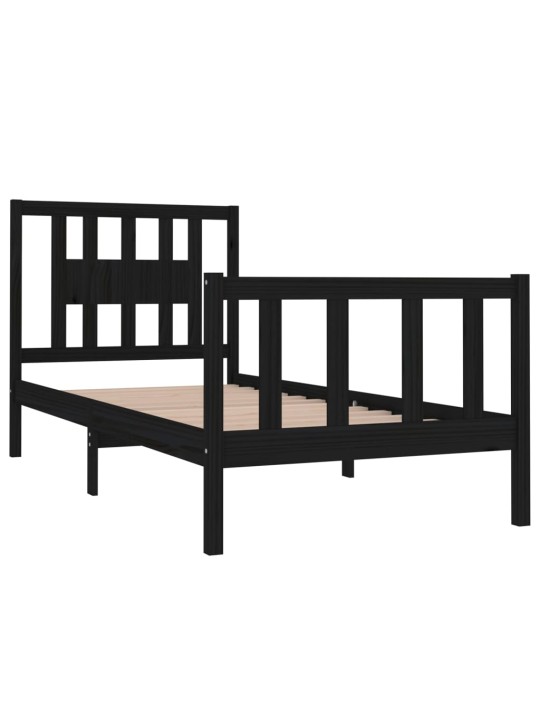 Rám postele černý masivní dřevo 75 x 190 cm malé jednolůžko
