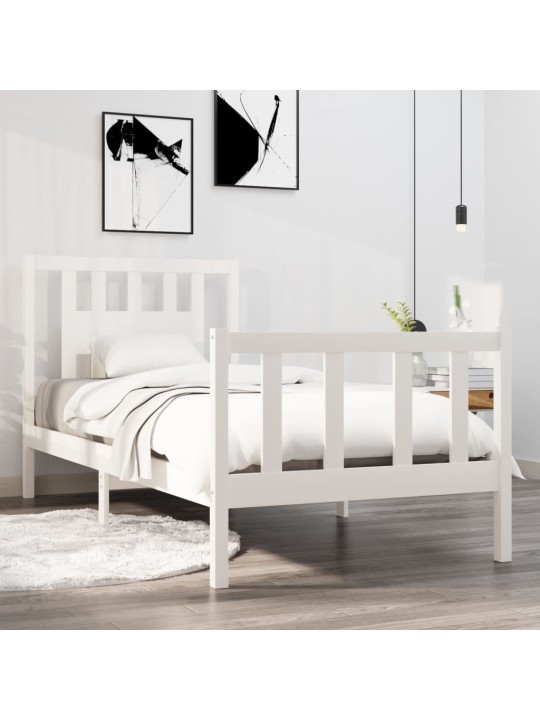 Rám postele bílý masivní dřevo 90 x 190 cm jednolůžko