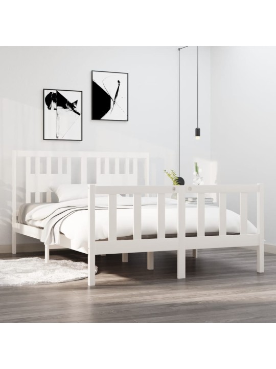 Rám postele bílý masivní dřevo 140 x 190 cm