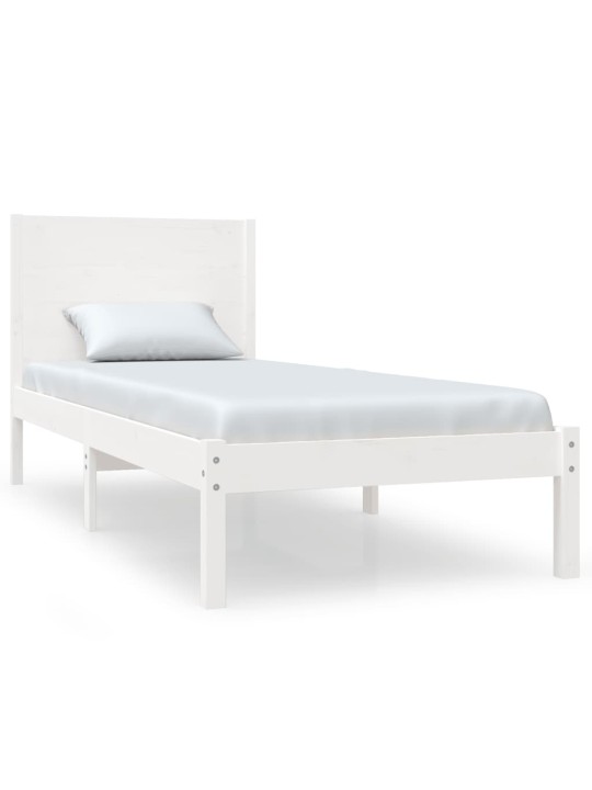 Rám postele bílý masivní dřevo 75 x 190 cm malé jednolůžko