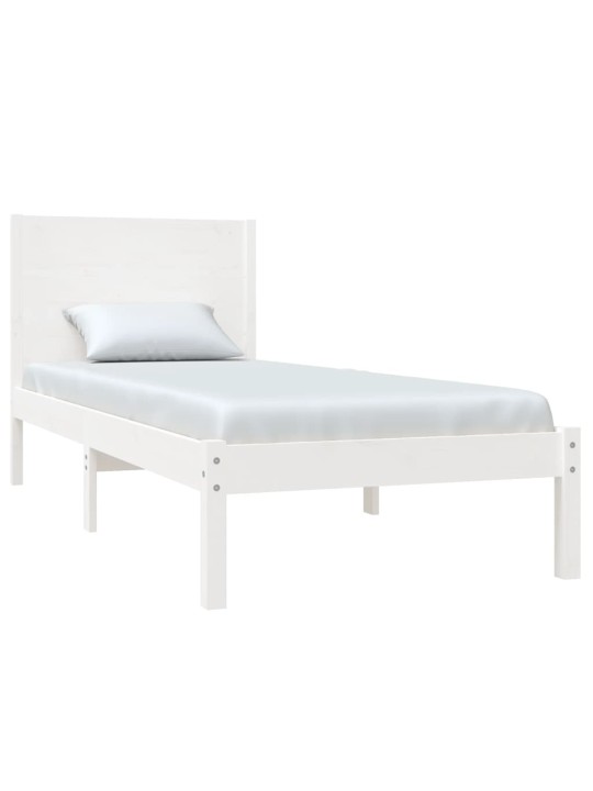 Rám postele bílý masivní dřevo 75 x 190 cm malé jednolůžko