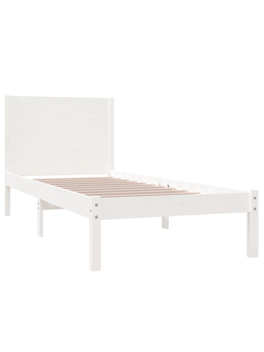Rám postele bílý masivní dřevo 75 x 190 cm malé jednolůžko