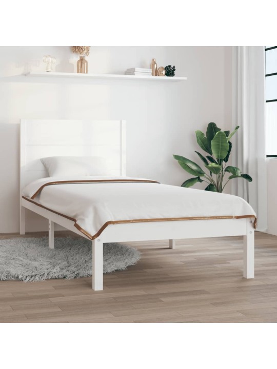 Rám postele bílý masivní dřevo 75 x 190 cm malé jednolůžko
