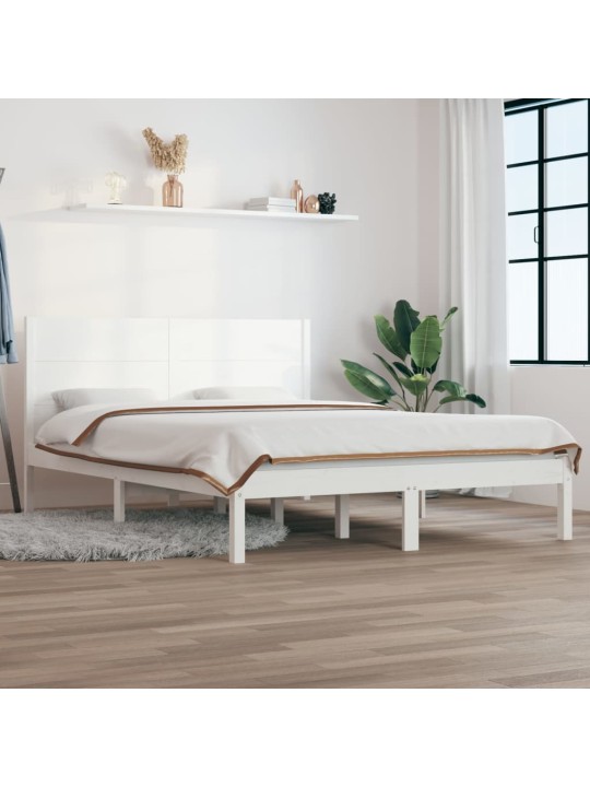 Postel bez matrace bílá 140 x 190 cm masivní borovice