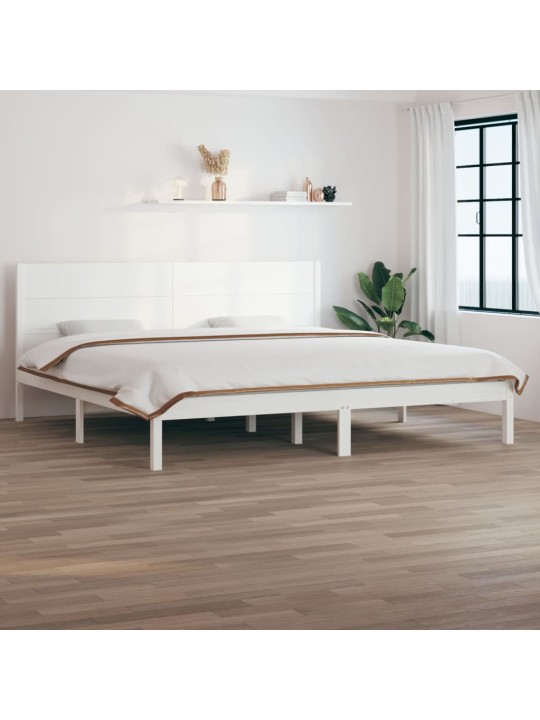 Postel bez matrace bílá 200 x 200 cm masivní borovice