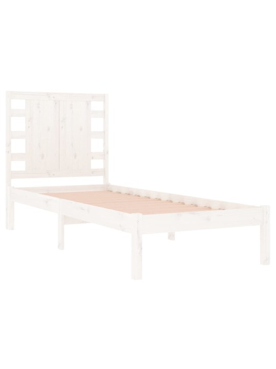 Rám postele bílý masivní dřevo 75 x 190 cm malé jednolůžko