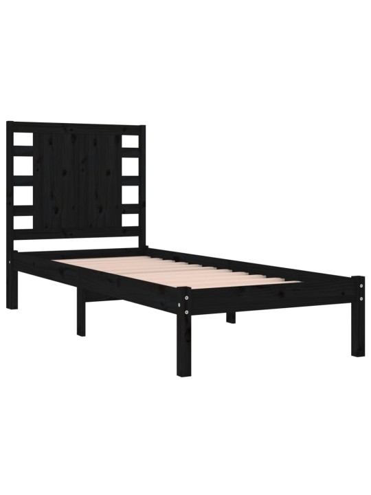 Rám postele černý masivní dřevo 75 x 190 cm malé jednolůžko