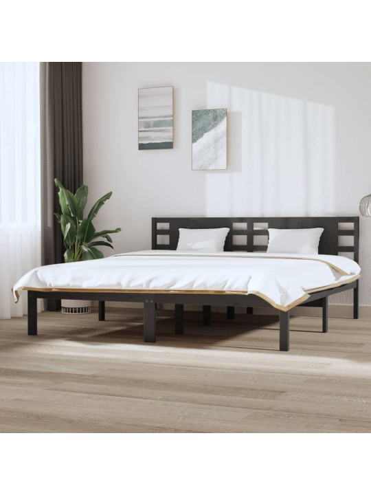 Rám postele šedý masivní borovice 200 x 200 cm