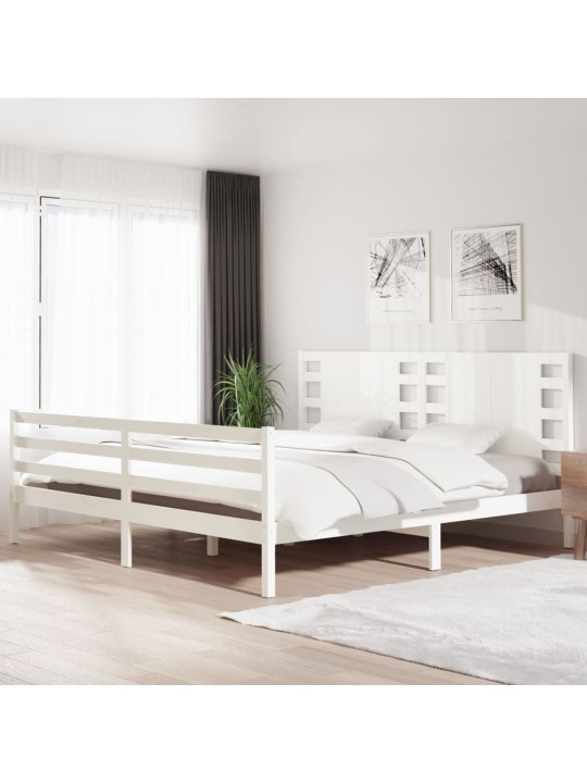 Postel bez matrace bílá 200 x 200 cm masivní borovice